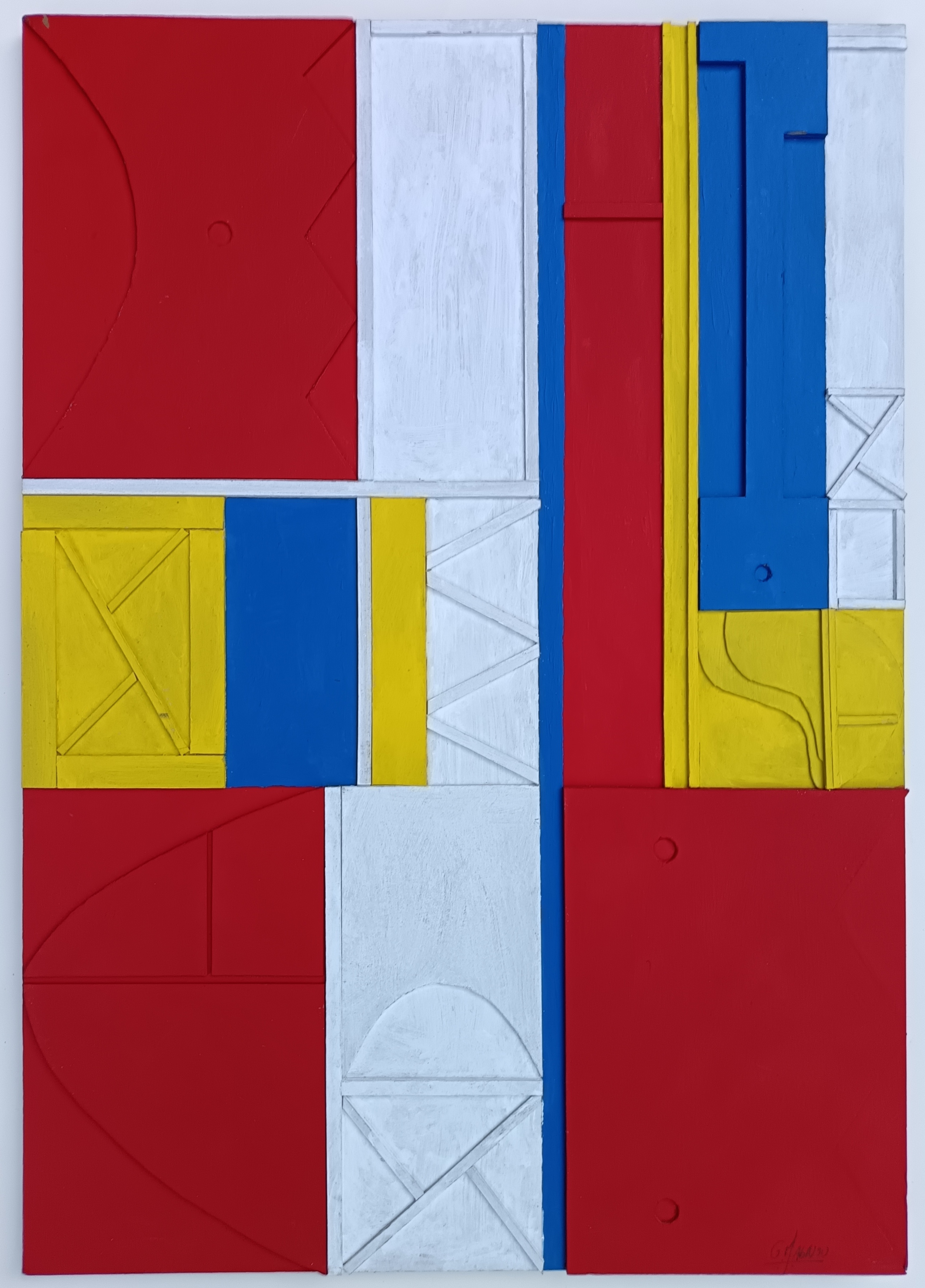 Constructivo En Rojo, Azul, Blanco Y Amarillo.